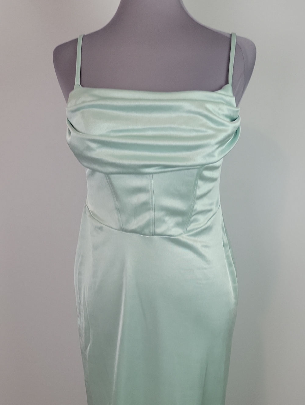 ASOS mint green satin maxi bridesmaid dress